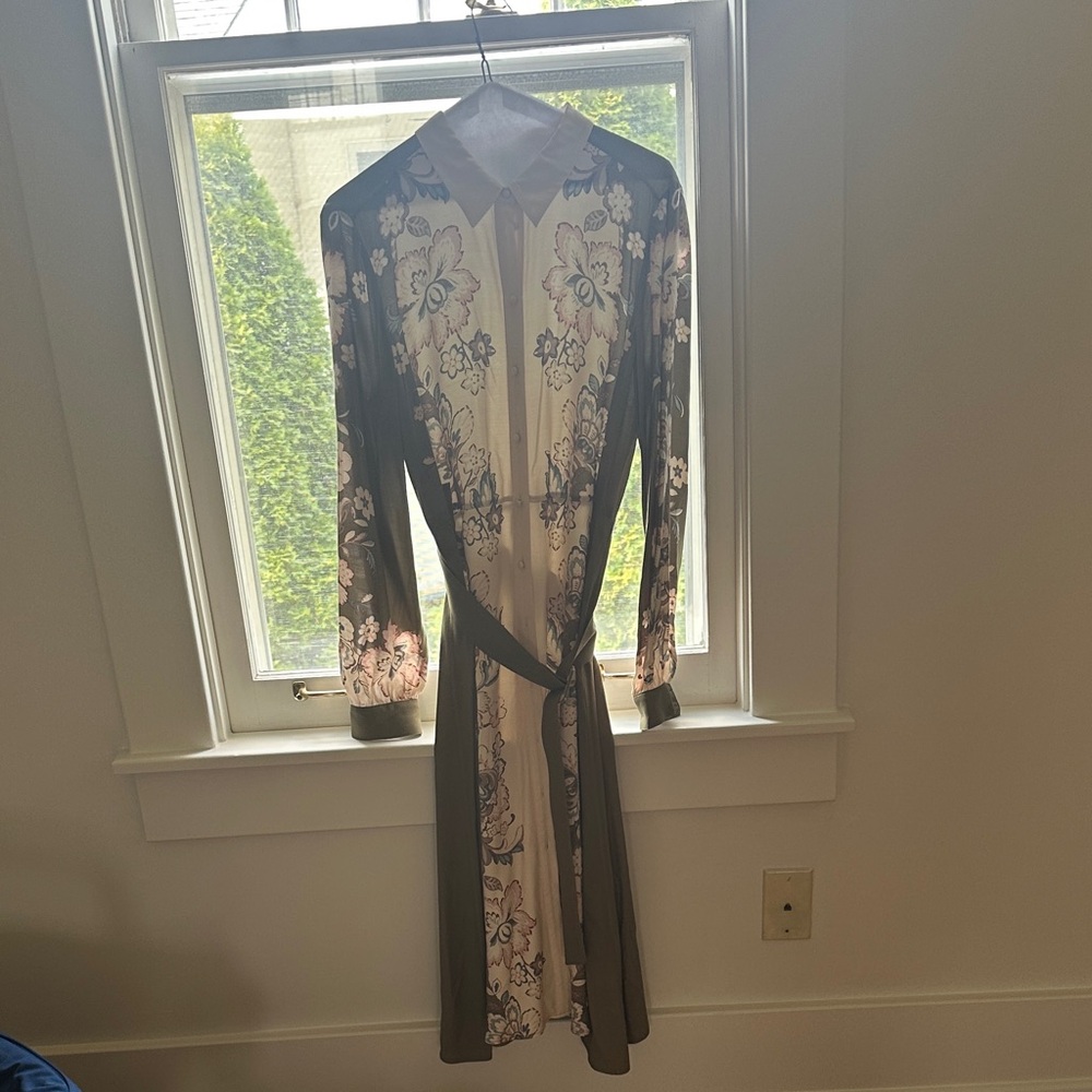 Sezane Floral Midi Dress - Black and Cream